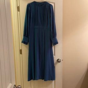 Milumia Frilled Long Sleeve Pleated Fit and Flare Dress